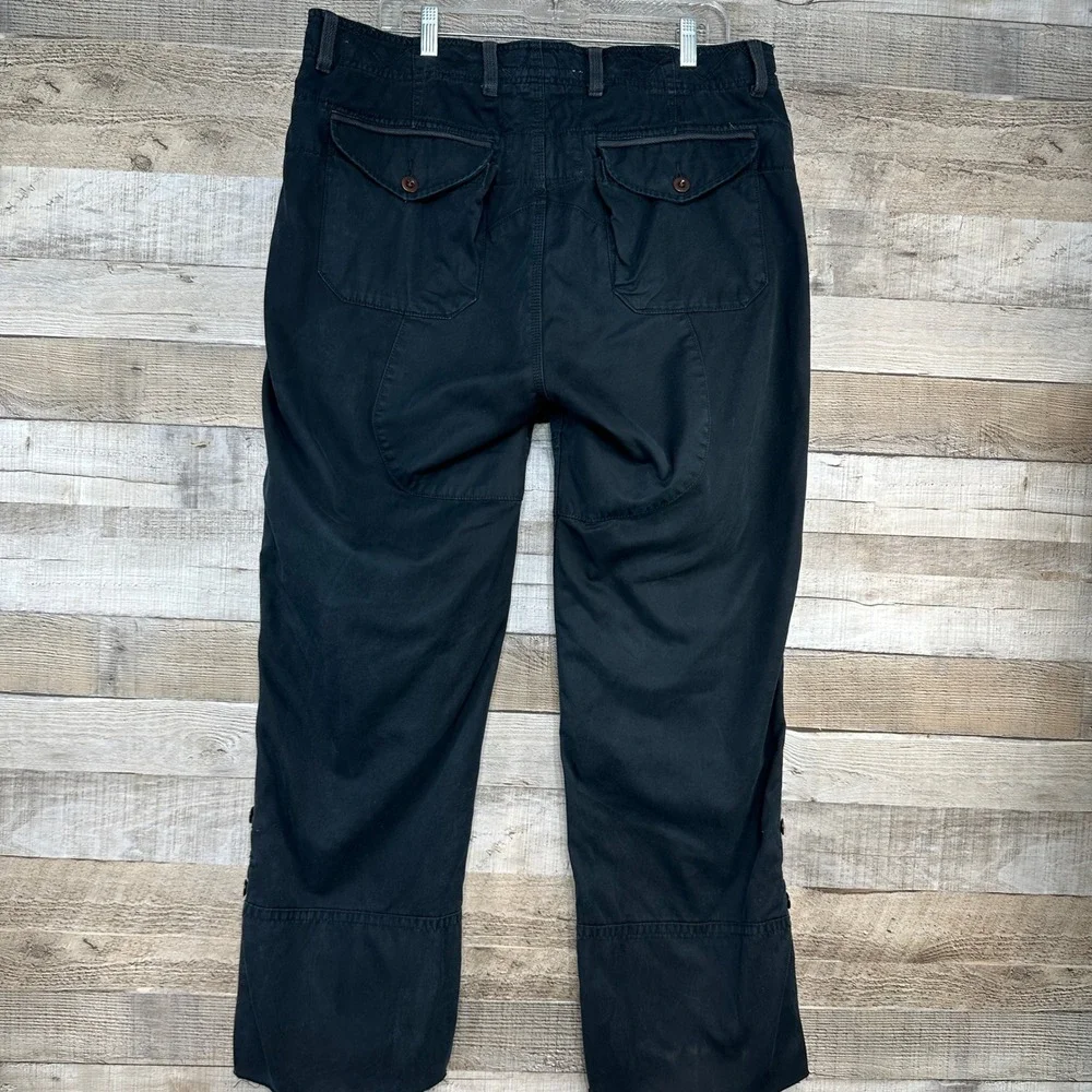 VTG Polo Ralph Lauren 381 Blecker Black Cargo Workpants‎ Flannel-lined Hem Sz 38